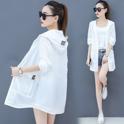 Mid-Length Hooded Sun Protection Clothing Uv Women'S Sun Protection Clothing