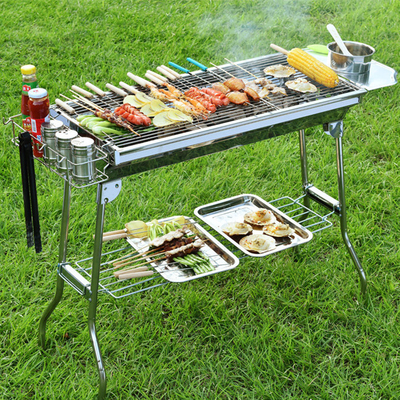 5kg BBQ Grill Outdoor Fishing Gear 430 Stainless Steel Barbecue Grill 73*33.5*70cm