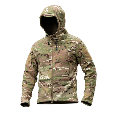 Zipper Rocker Fleece Military Winter Coat Plain Pattern Military Camouflage Jacket