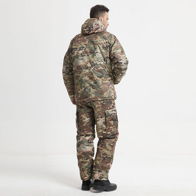 Polyester Fiber Winter Coat with Stand Collar Solid Colors Camouflage Zipper Closure