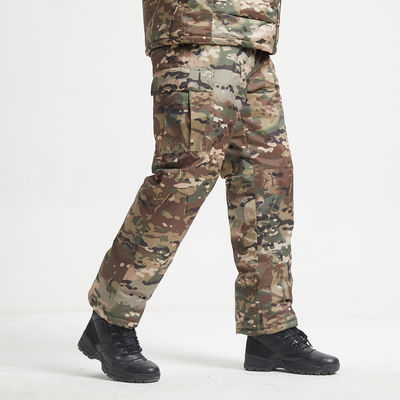 Polyester Fiber Winter Coat with Stand Collar Solid Colors Camouflage Zipper Closure